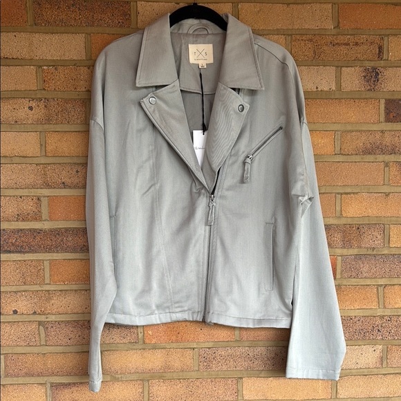 NWT Thread & Supply women’s cotton blend Gray Textured Fabric jacket Large - Picture 1 of 8